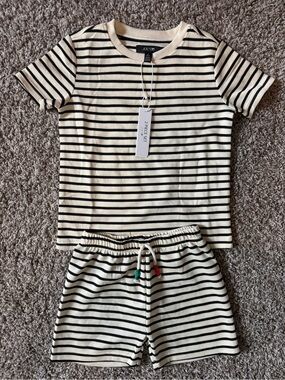 Joe's Jeans Cream and Black Striped Kids Matching Set